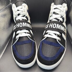 Size 7.1/2-8-1/2 - Les Hommes High Top Blue, Black, White Sneaker, Clean, No Box